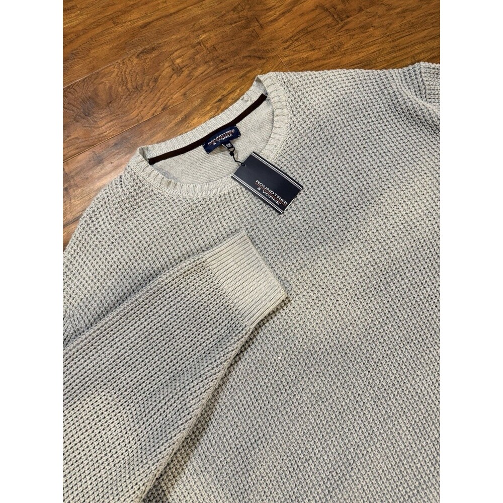 $79 New Roundtree & Yorke Cable Knit Sweater Men 4XB Wool Blend Pullover Grey
